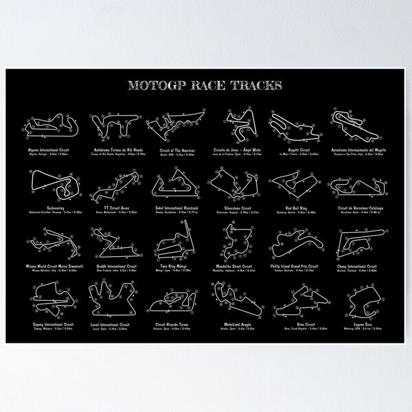 MotoGP Race Tracks  (White Stencil-No Background) Poster RB0901 product Offical galaxy Merch