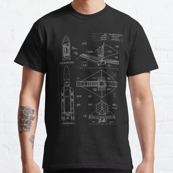 James Webb Space Telescope (White Stencil-No Background. Vertical) Classic T-Shirt RB0901 product Offical galaxy Merch